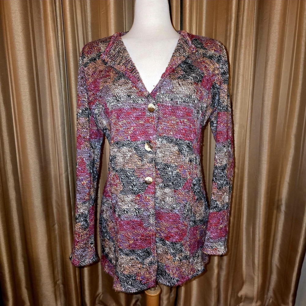 Talbots Multicolor Knit Cardigan Petite Medium